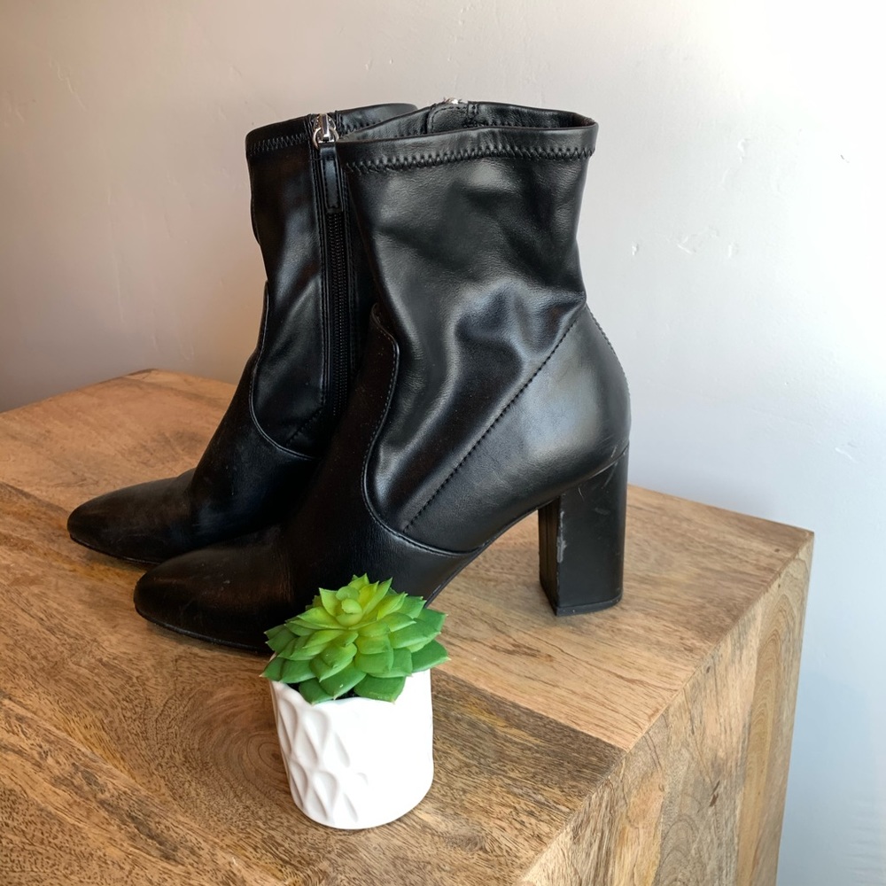Steve Madden leatherette block heeled booties